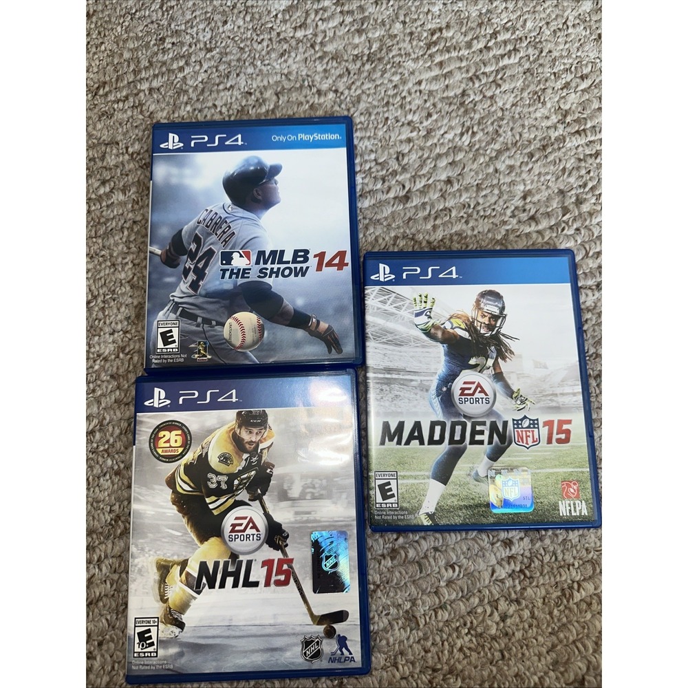 PS4‎ MLB 14: The Show , NHL 15 & Madden 15 PS4 Video Game - 3 Games!